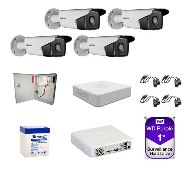 Kit Supraveghere 4 Camere 2MP Exterior + accesorii